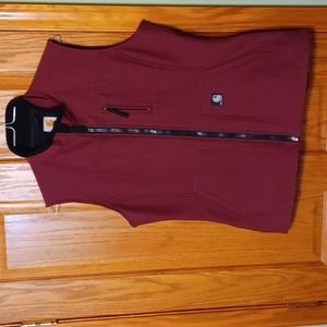 Carhartt Women's Burgundy Full-Zip Front Vest w/Pockets SIZE-LARGE Warm N Cozy!